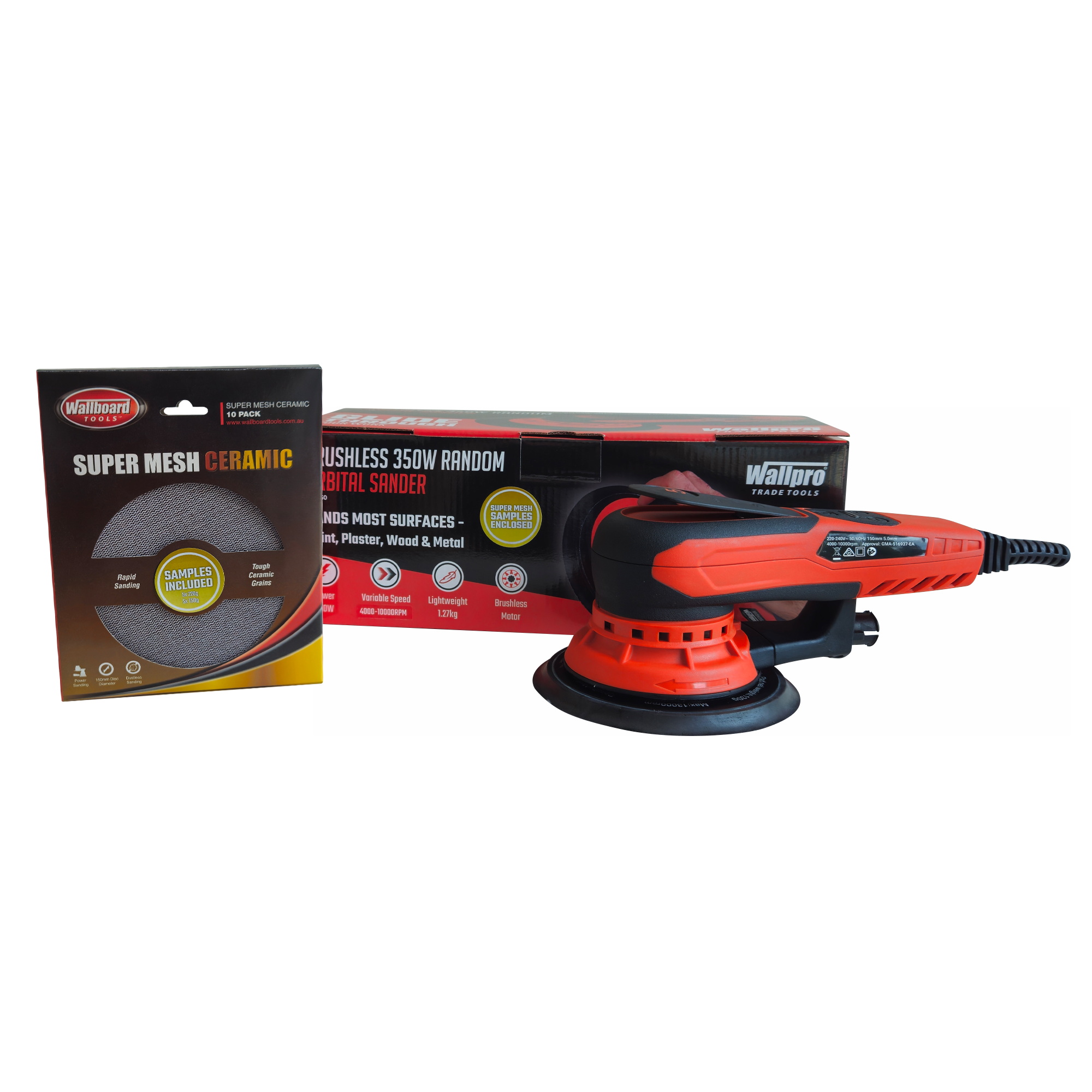wallpro random orbital sander 350w brushless 150mm